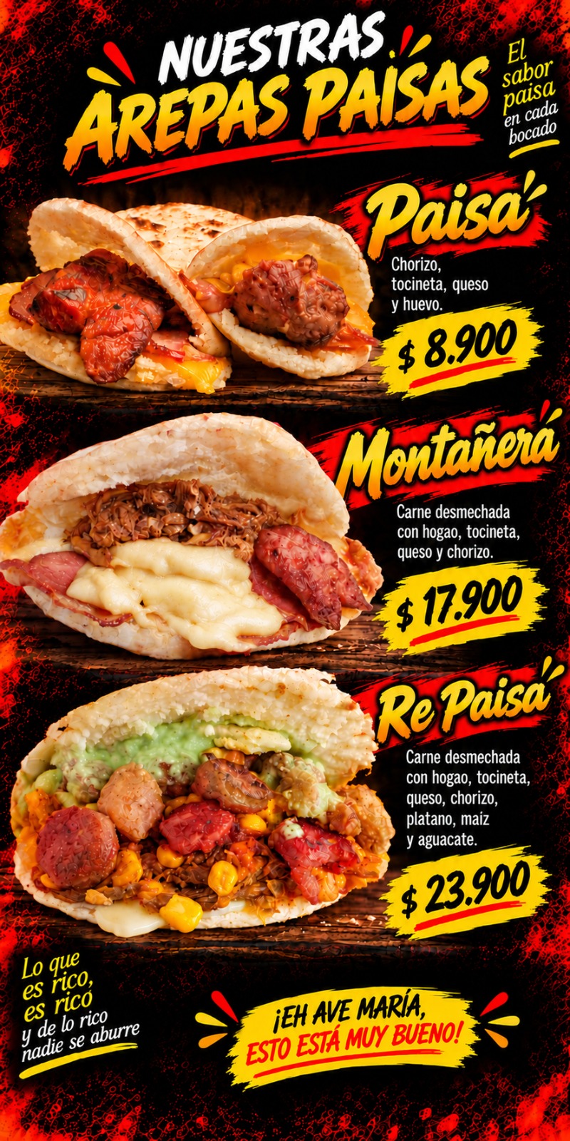 Carta Arepas Paisas